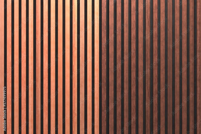 Decorative wood slats on wall
