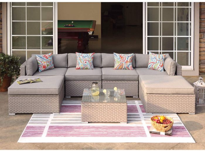 Patio outdoor sectional set furniture sofa beige walmart pieces shipping 2021 price great review