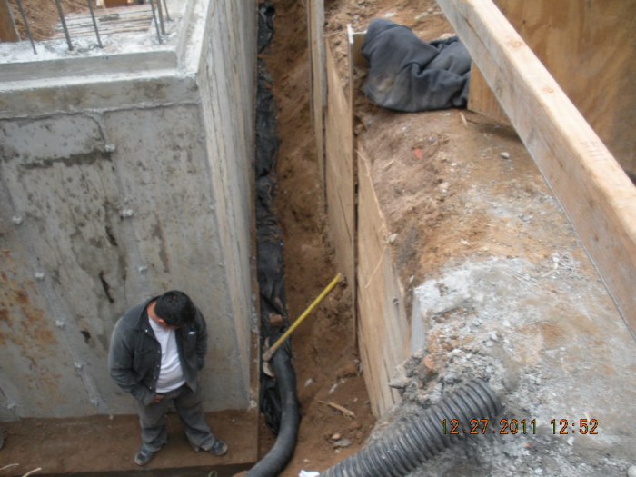 Foundation drainage pooling