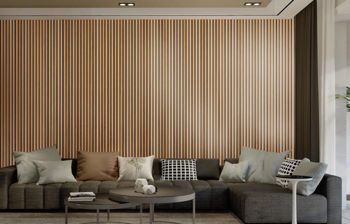 Slatted tv wall