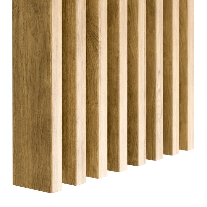 Decorative wood slats on wall