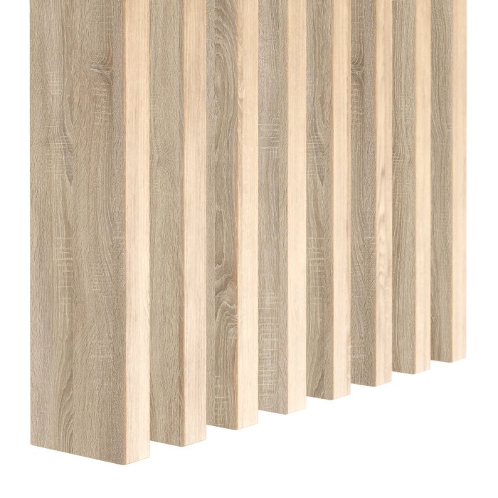 Decorative wood slats on wall